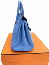 Hermes Birkin 25 Bleu Du Nord Swift Leather with Palladium Hardware Handbag