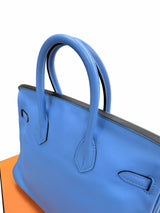 Hermes Birkin 25 Bleu Du Nord Swift Leather with Palladium Hardware Handbag
