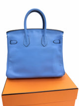 Hermes Birkin 25 Bleu Du Nord Swift Leather with Palladium Hardware Handbag