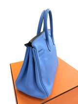 Hermes Birkin 25 Bleu Du Nord Swift Leather with Palladium Hardware Handbag