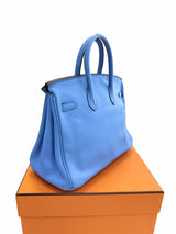 Hermes Birkin 25 Bleu Du Nord Swift Leather with Palladium Hardware Handbag
