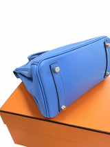 Hermes Birkin 25 Bleu Du Nord Swift Leather with Palladium Hardware Handbag