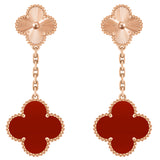 Van Cleef & Arpels Vintage Alhambra Guilloché Carnelian Earrings 18K Rose Gold