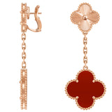 Van Cleef & Arpels Vintage Alhambra Guilloché Carnelian Earrings 18K Rose Gold