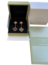 Van Cleef & Arpels Vintage Alhambra Guilloché Carnelian Earrings 18K Rose Gold