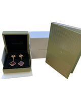 Van Cleef & Arpels Vintage Alhambra Guilloché Carnelian Earrings 18K Rose Gold