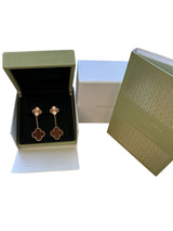 Van Cleef & Arpels Vintage Alhambra Guilloché Carnelian Earrings 18K Rose Gold