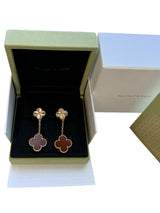Van Cleef & Arpels Vintage Alhambra Guilloché Carnelian Earrings 18K Rose Gold