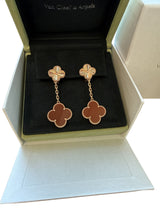 Van Cleef & Arpels Vintage Alhambra Guilloché Carnelian Earrings 18K Rose Gold