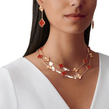 Van Cleef & Arpels Vintage Alhambra Guilloché Carnelian Earrings 18K Rose Gold
