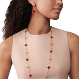 Van Cleef & Arpels Vintage Alhambra Guilloché Carnelian Earrings 18K Rose Gold