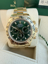 Rolex Daytona Chronograph Yellow Gold John Mayer Green Dial Mens Watch 116508