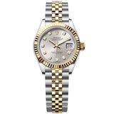 Rolex Lady-Datejust 28mm Silver Diamond Dial Yellow Gold Steel Watch 279173