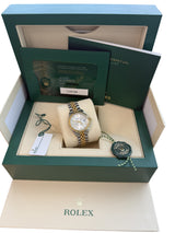 Rolex Lady-Datejust 28mm Silver Diamond Dial Yellow Gold Steel Watch 279173