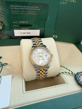 Rolex Lady-Datejust 28mm Silver Diamond Dial Yellow Gold Steel Watch 279173