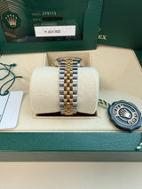Rolex Lady-Datejust 28mm Silver Diamond Dial Yellow Gold Steel Watch 279173