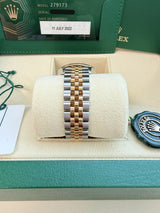 Rolex Lady-Datejust 28mm Silver Diamond Dial Yellow Gold Steel Watch 279173