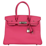 Hermès Birkin 30 Rose Shocking Swift Leather With Palladium Hardware Handbag