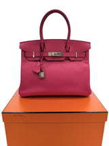 Hermès Birkin 30 Rose Shocking Swift Leather With Palladium Hardware Handbag