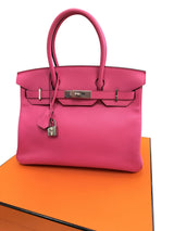Hermès Birkin 30 Rose Shocking Swift Leather With Palladium Hardware Handbag