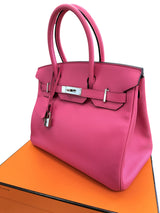 Hermès Birkin 30 Rose Shocking Swift Leather With Palladium Hardware Handbag