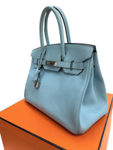 Hermès Birkin 30 Blue Atoll Epsom Leather With Palladium Hardware