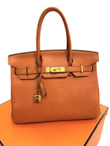 Hermès Birkin 30 Orange Togo Leather With Gold Hardware Handbag
