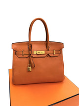 Hermès Birkin 30 Orange Togo Leather With Gold Hardware Handbag