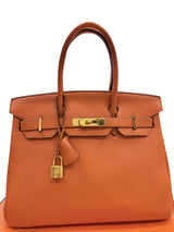 Hermès Birkin 30 Orange Togo Leather With Gold Hardware Handbag