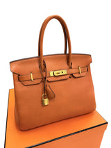 Hermès Birkin 30 Orange Togo Leather With Gold Hardware Handbag