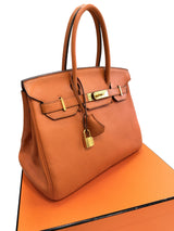 Hermès Birkin 30 Orange Togo Leather With Gold Hardware Handbag