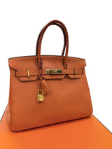 Hermès Birkin 30 Orange Togo Leather With Gold Hardware Handbag