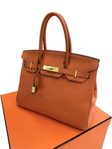 Hermès Birkin 30 Orange Togo Leather With Gold Hardware Handbag