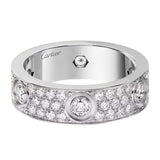 Cartier Love Ring Classic Model Paved With 6 Diamonds 18k White Gold