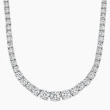 14.50 CTW Natural Diamonds Riviera Tennis Necklace in 18K White Gold 16.5 Inches