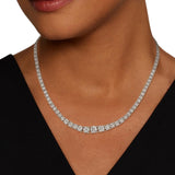 14.50 CTW Natural Diamonds Riviera Tennis Necklace in 18K White Gold 16.5 Inches