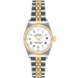 Rolex Lady-Datejust 26mm White Roman Diamond Dial Steel Yellow Gold Watch 69173