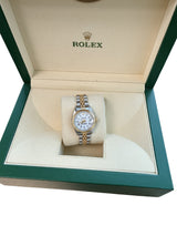 Rolex Lady-Datejust 26mm White Roman Diamond Dial Steel Yellow Gold Watch 69173