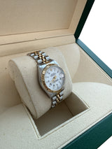 Rolex Lady-Datejust 26mm White Roman Diamond Dial Steel Yellow Gold Watch 69173