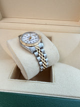 Rolex Lady-Datejust 26mm White Roman Diamond Dial Steel Yellow Gold Watch 69173