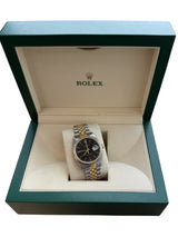 Rolex Datejust Two-Tone Steel Yellow Gold Black Dial Jubilee Men's Watch 16233