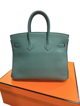 Hermes Birkin 25 Malachite Togo Leather Gold Hardware Handbag
