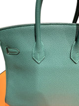 Hermes Birkin 25 Malachite Togo Leather Gold Hardware Handbag