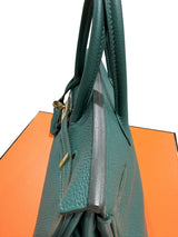 Hermes Birkin 25 Malachite Togo Leather Gold Hardware Handbag