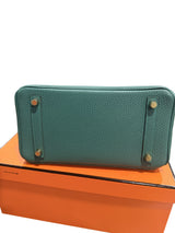 Hermes Birkin 25 Malachite Togo Leather Gold Hardware Handbag