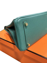 Hermes Birkin 25 Malachite Togo Leather Gold Hardware Handbag