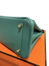 Hermes Birkin 25 Malachite Togo Leather Gold Hardware Handbag