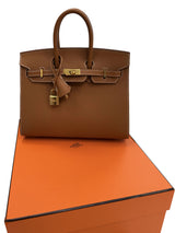 Hermes Birkin 25 Sellier Gold Epsom Leather With Gold Hardware W Stamp Handbag