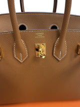 Hermes Birkin 25 Sellier Gold Epsom Leather With Gold Hardware W Stamp Handbag