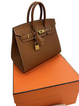 Hermes Birkin 25 Sellier Gold Epsom Leather With Gold Hardware W Stamp Handbag